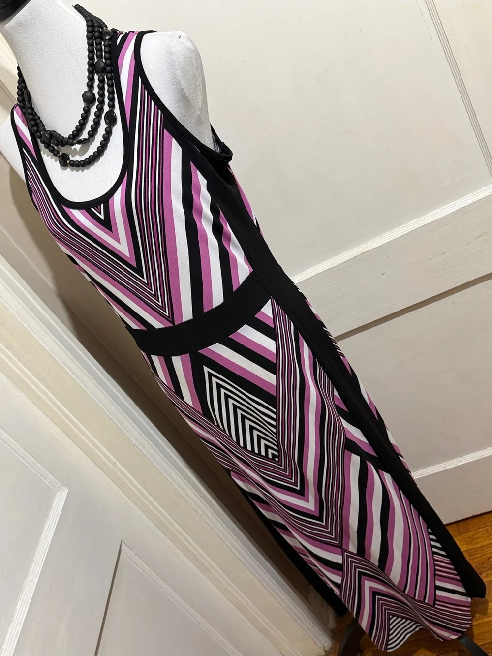 Michael Kors Black and Pink Geometric Maxi Dress